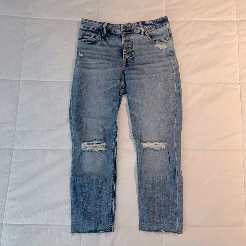 Kut From The Kloth Jeans Size 4 Catherine Fab Ab Boyfriend High Rise Cutoff Hem